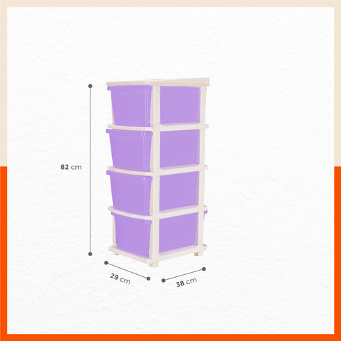 Stomo 4 Drawer Multi-Purpose Storage Organizer for Home and Office (Lavender)